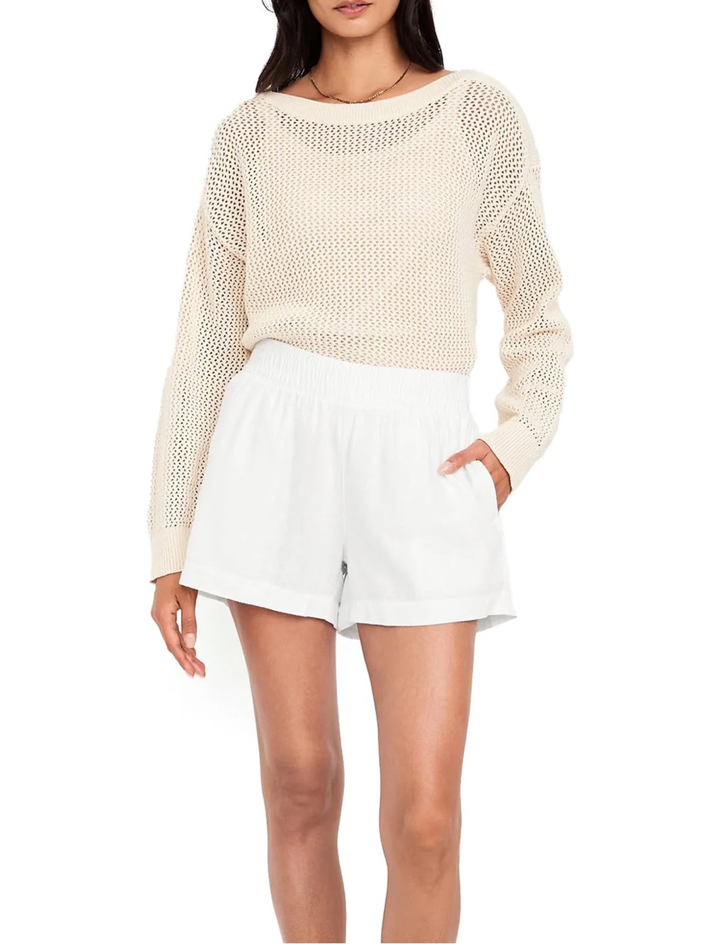Old Navy High-Waisted Linen-Blend Shorts- White